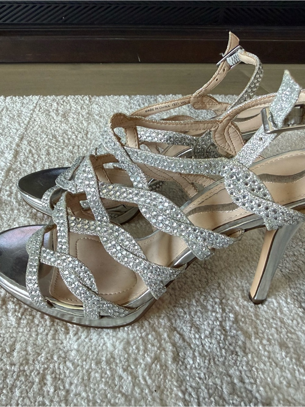 Nina Silver Crystal Strappy High Heels - Picture 3 of 6